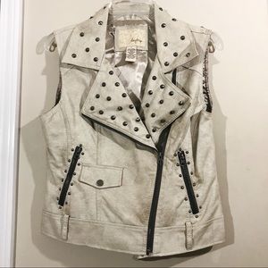 Daytrip Studded Zipper Beige Vest - Size L